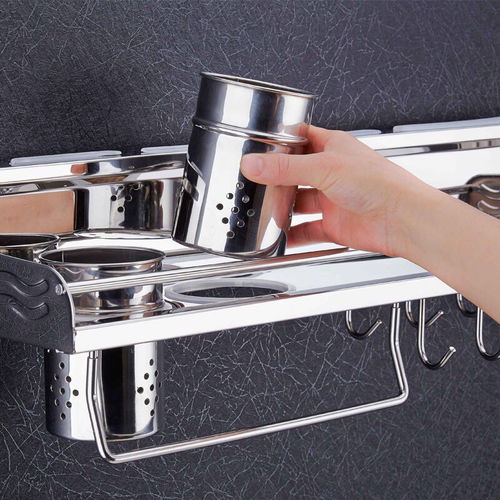 304不銹鋼廚房置物架壁掛免打孔收納刀架掛件廚具用品調料收納架